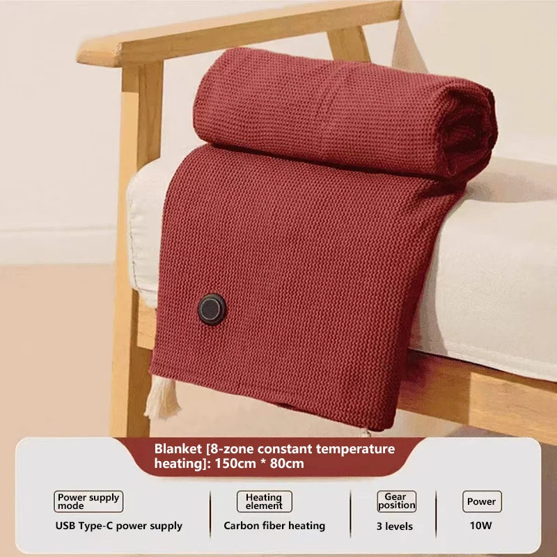 USB Electric Blanket Xiaomi Winter Portable Warm Blanket Washable Shoulder and Knee Fast Heating Home Camping
