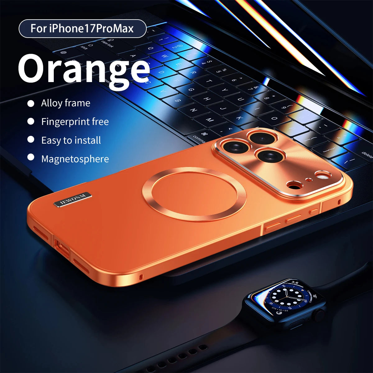 All Aluminum Metal Case for iPhone 17 Pro max Frame Magnetic Suction PC Frosted Backplate Phone Cover Shockproof Ultra-Thin