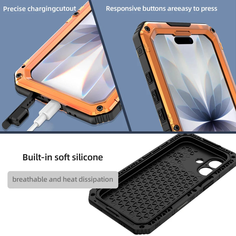 IP68 Waterproof Case for iPhone 17 Pro Max 17 Pro 17 Air Heavy Duty Shockproof Metal Cover Glass Screen Protector	