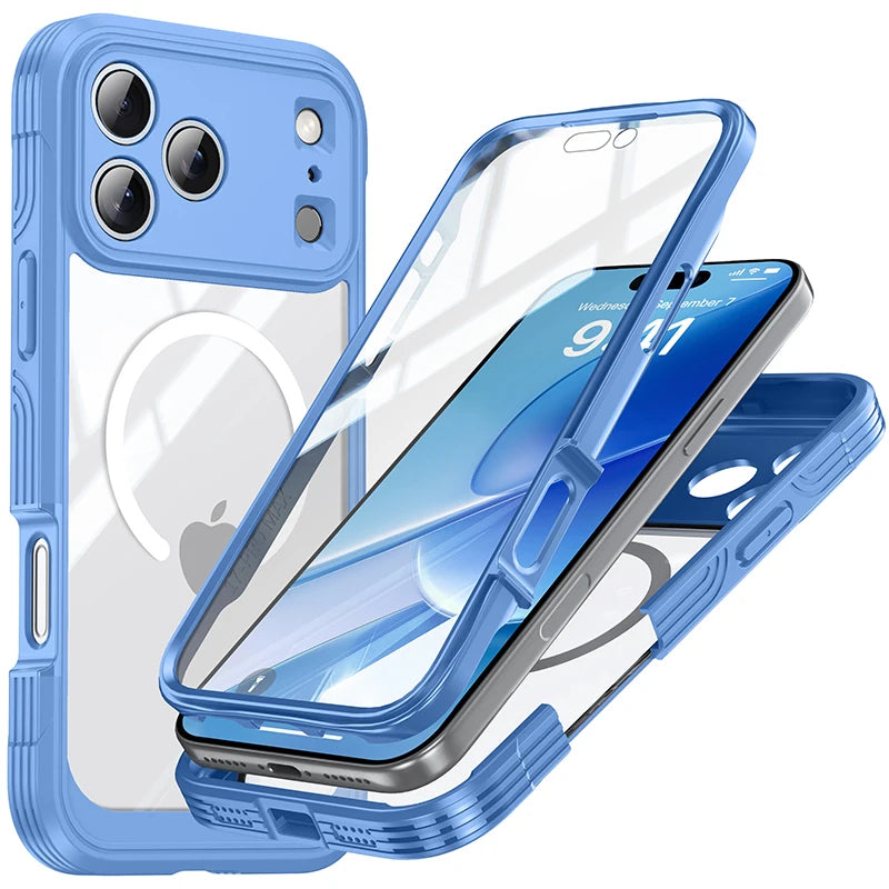Magnetic MagSafe Case for iPhone 17 Pro Max Air Wireless Charging Back Cover 360 ¡ã   Fully Protected Double-sided Transparent	