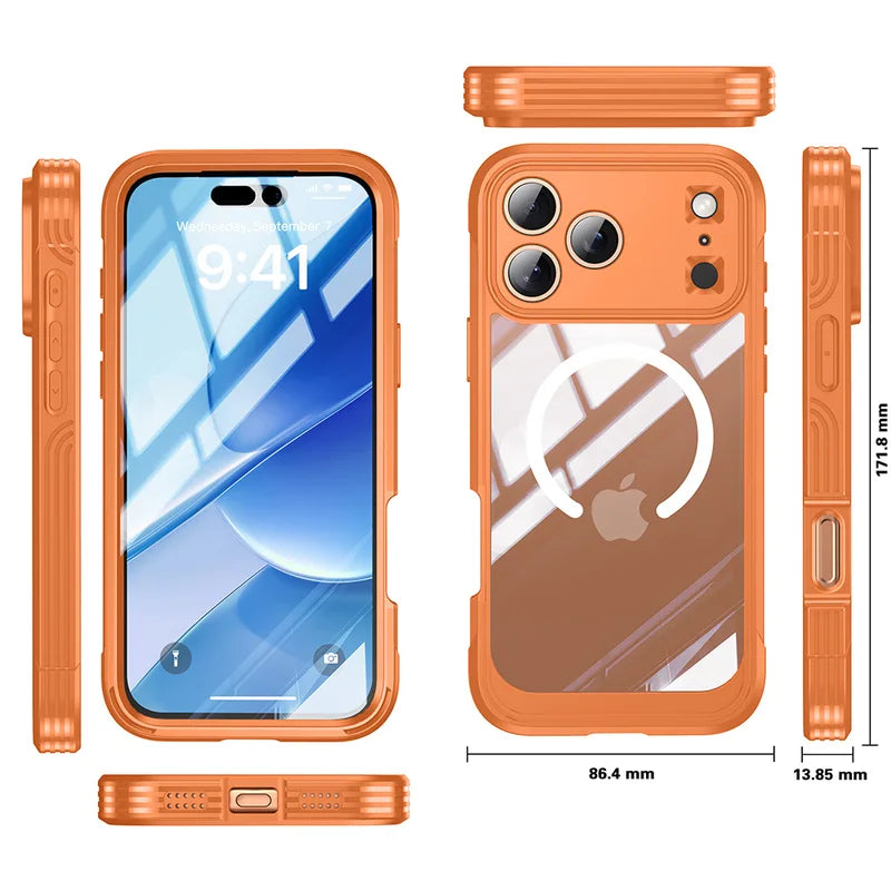 Magnetic MagSafe Case for iPhone 17 Pro Max Air Wireless Charging Back Cover 360 ¡ã   Fully Protected Double-sided Transparent	