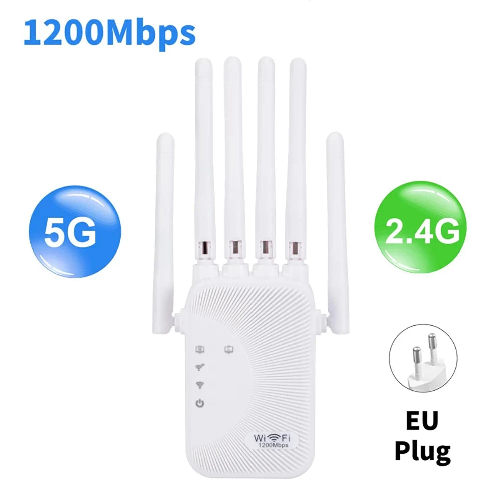 1200Mbps Wifi Amplifier Dual band 2.4G/ 5G Signal Repeater Network Expander Range Extender 300Mbps WiFi Booster Wireless Router-ShoptAI	