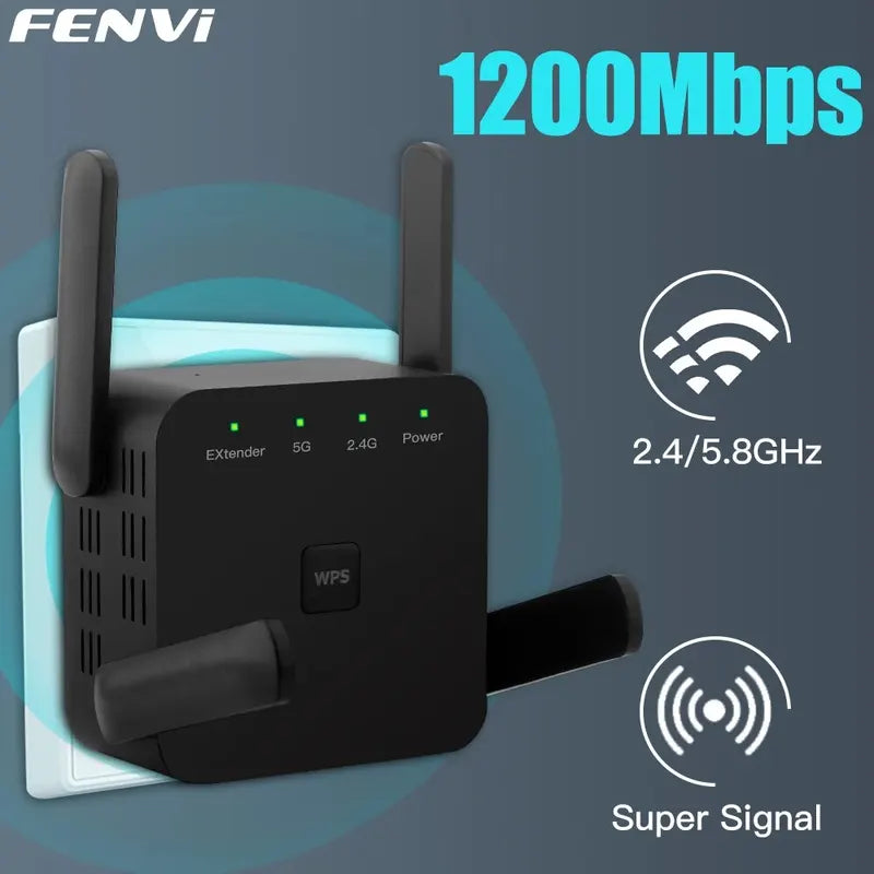 1200Mbps Router WiFi Extender Amplifier FENVI 5Ghz AC1200 WiFi Repeater Signal Booster Long Range Network-ShoptAI	