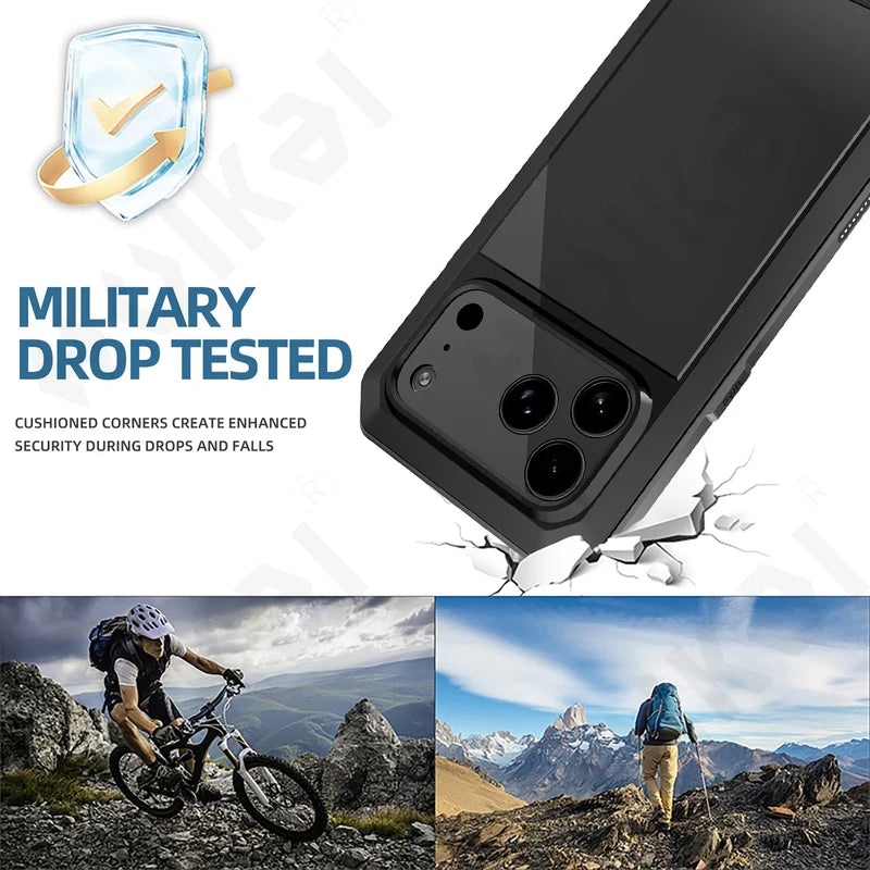 Heavy Duty Case for iPhone 17 Pro Max 16 15 14 Metal Armour Cover 360 Full Body Shockproof Protective Outdoor	