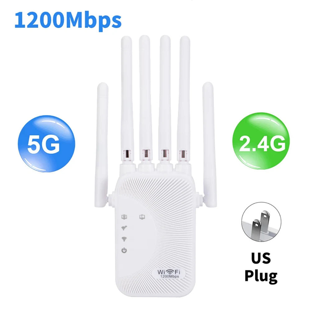 1200/300Mbps Wifi Repeater Amplifier 2.4G 5G Network Expander Range Extender WiFi Signal Booster Wireless Router-ShoptAI	