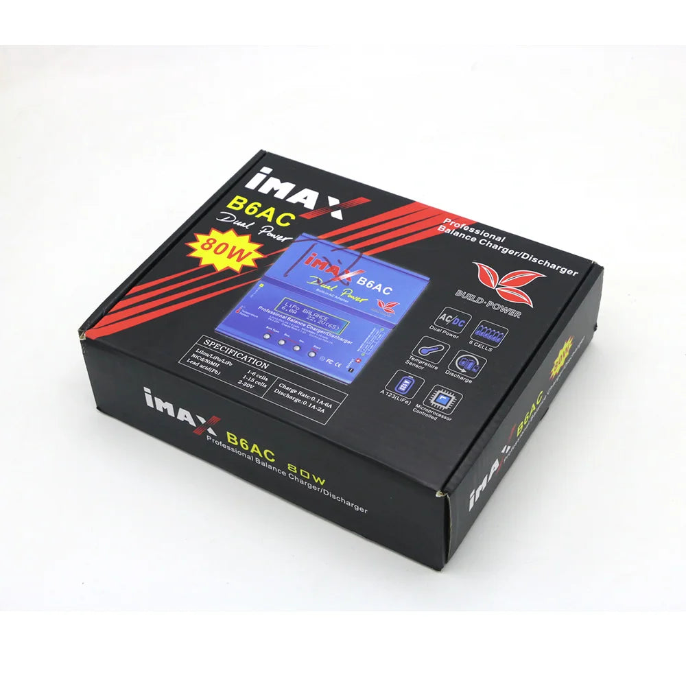 Imax B6AC Charger 80W 6A Balance Charger B6 AC RC Digital LCD Screen Li-ion LiFe Nimh Nicd PB Lipo Battery Discharger