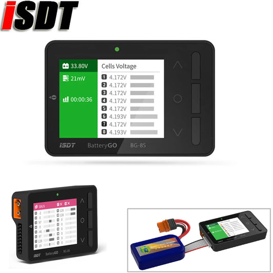 ISDT BattGo BG-8S Smart Battery Meter Digital Capacity Checker Balancer Receiver Signal Tester for NiMH, LiPo, Li-ion, NiCd