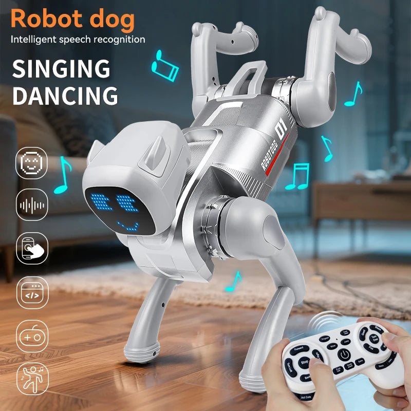 RC AI Smart Robot Dog Toys Remote Control Voice Command Programmable With Singing and Dancing Toy for Kids-ShoptAI	