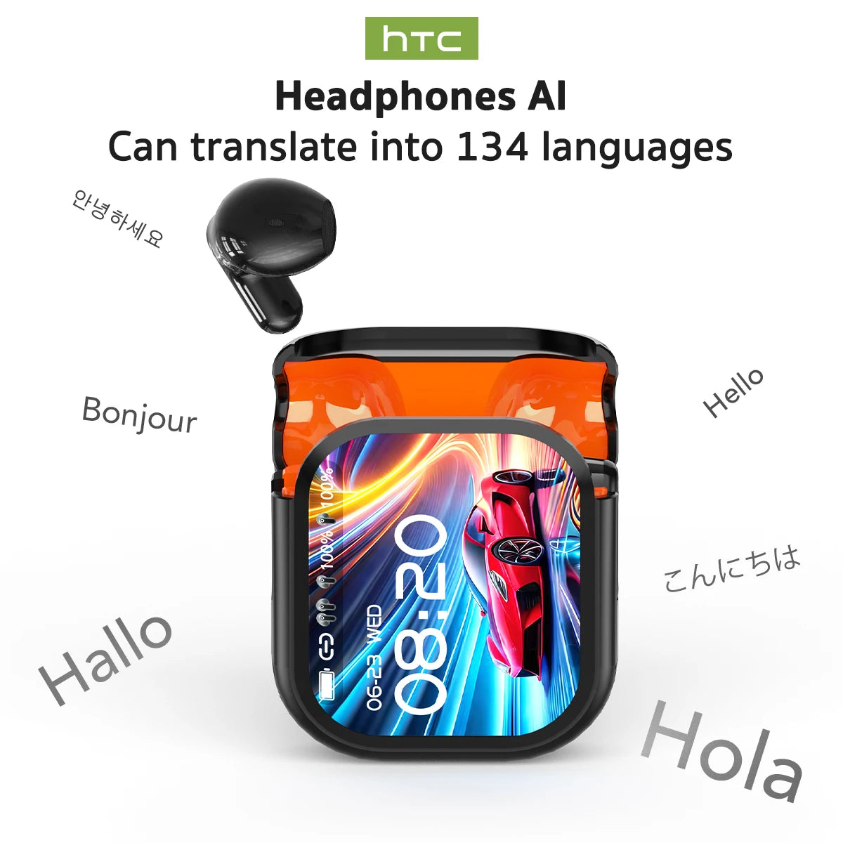 Bluetooth V6.0 AI Translator Earphones HTC NE20 Earbuds OWS LCD Touch Screen Sport Wireless Headset HD Stereo Sound Longlife-ShoptAI	
