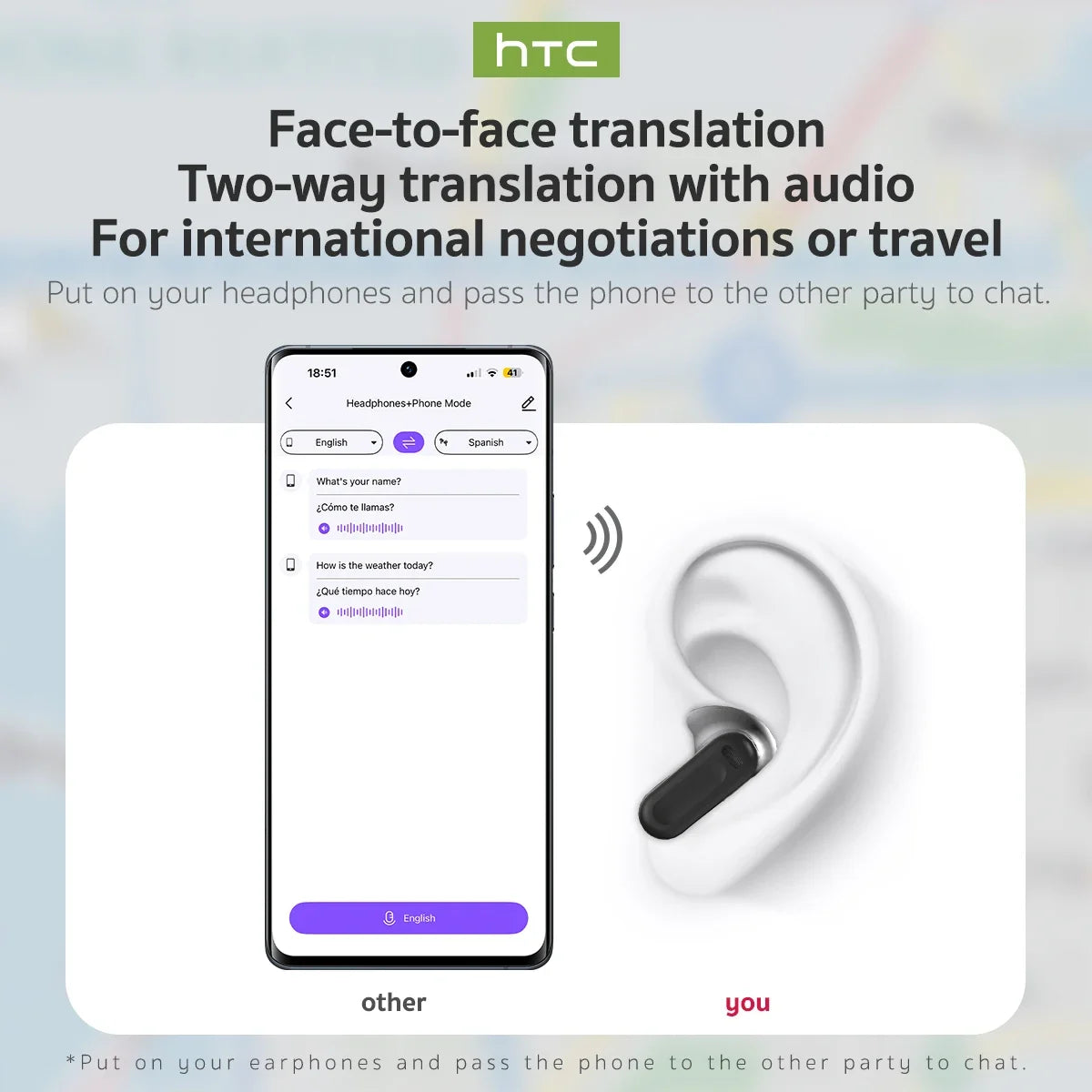 Bluetooth V6.0 AI Translator Earphones HTC NE20 Earbuds OWS LCD Touch Screen Sport Wireless Headset HD Stereo Sound Longlife-ShoptAI	