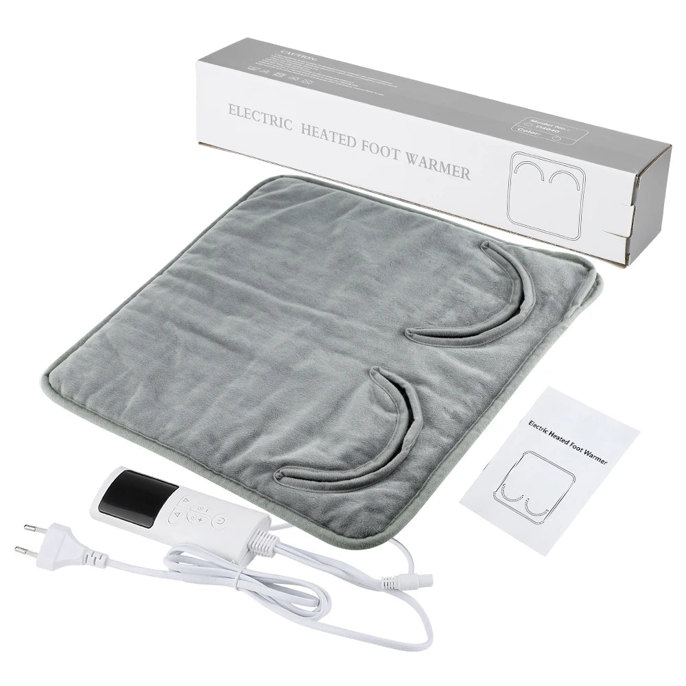 Electric Foot Heating Pad Washable Feet Warmer Heater Mat Plush Thermal Blanket Home Office Bedroom