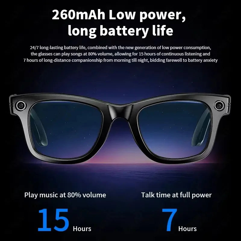 AI Smart Glasses 8MP Camera Video Recording 100+ Languages Translation Sunglasses Bluetooth Call Music Play Men Women-ShoptAI	
