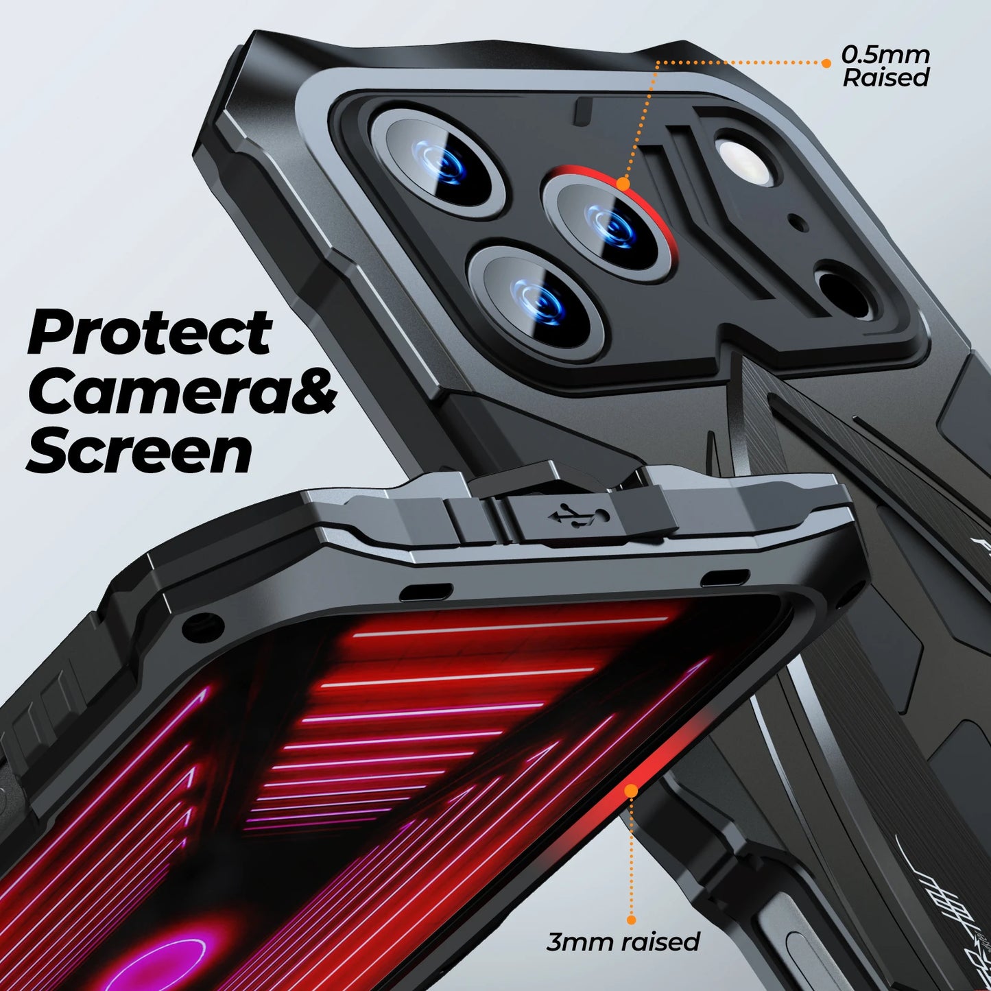 Military Grade Metal Case for iPhone 17 Pro Max 16e 16 Rugged Phone Cover Shockproof Armor Shell Silicon Fundas	