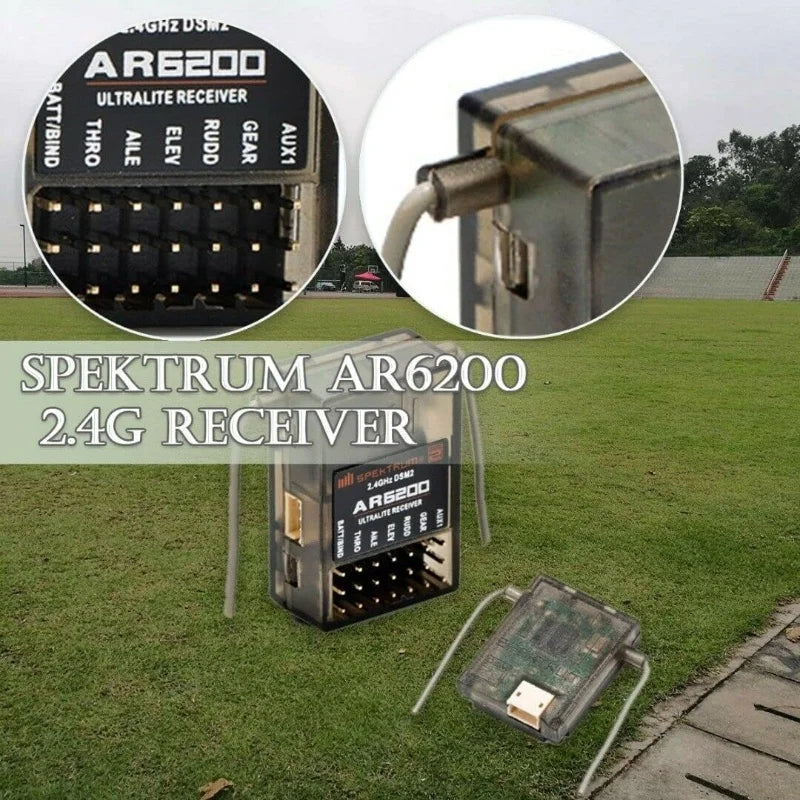 6CH DSM2 AR6200 Spectrum Receiver With Satellite for Specktrum DX6i DX7 DX8 DX9 JR DSX6 DSX9 RC Helicoter Plane