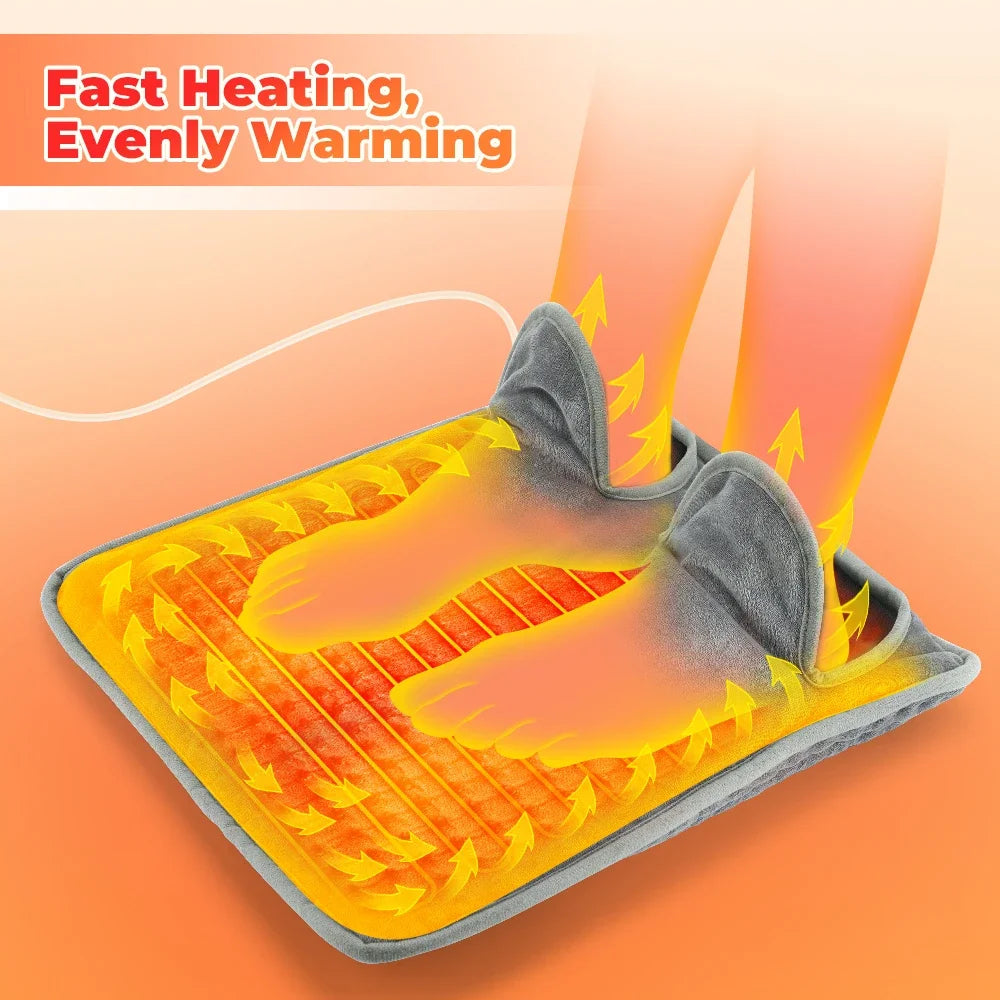 Electric Foot Heating Pad Washable Feet Warmer Heater Mat Plush Thermal Blanket Home Office Bedroom