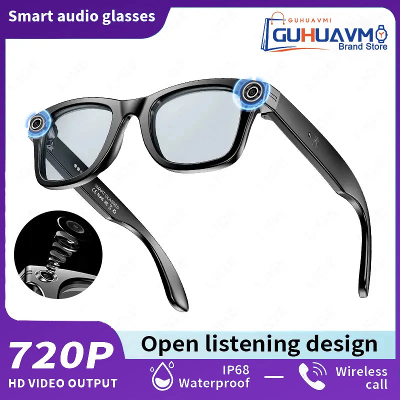 AI Smart Glasses 8MP Camera Video Recording 100+ Languages Translation Sunglasses Bluetooth Call Music Play Men Women-ShoptAI	