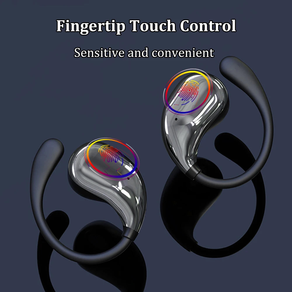 Ear Hook Bluetooth 5.4 Headphones TWS Wireless Earphones HiFi Stereo Waterproof Headsets LED Display Touch Earbuds Long Standby	