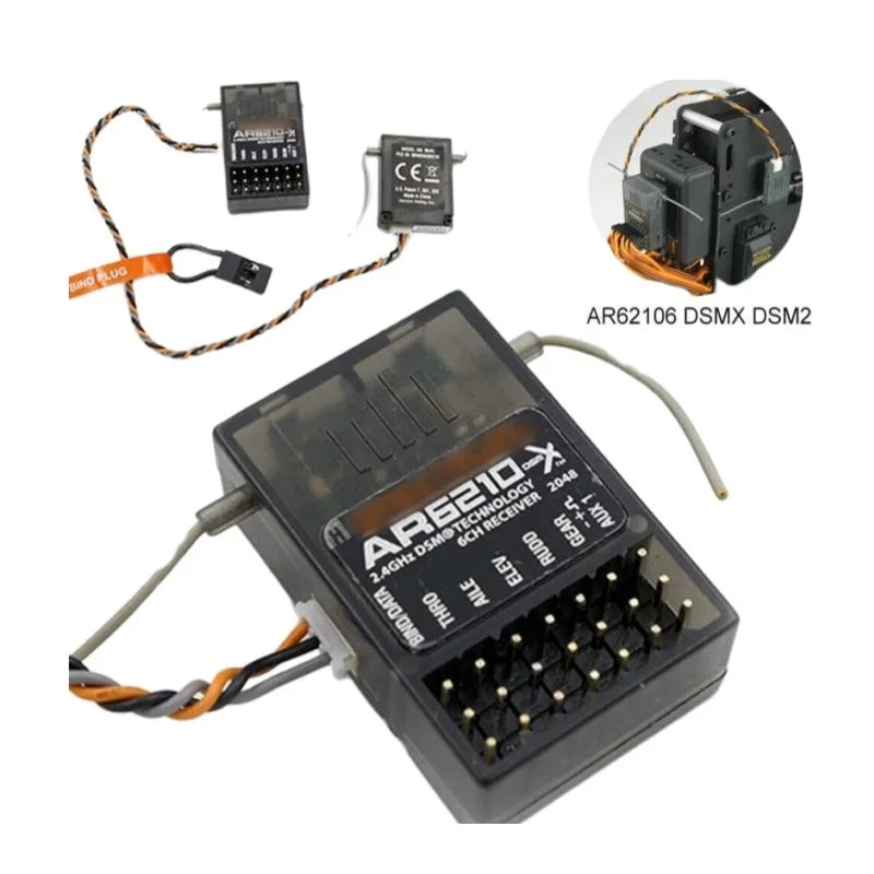 AR6210 Spectrum Receiver DSMX 2.4G 6 Channel W Satellite Fit Specktrum DX6i DX7 DX8 NX8 NX10 AR9020 JR DSX7 DSX9 Airplane