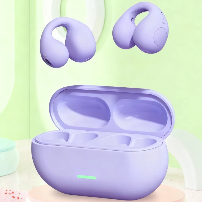 Bluetooth Headset T75 Wireless Air Conduction Headphones Clip Ear Music Noise Canceling HD Call Sports Gaming Earphone	