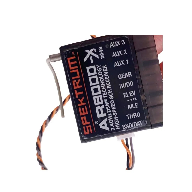 Récepteur Spectrum AR8000 DSMX 8 canaux 2,4 GHz avec satellite, compatible avec les émetteurs d'avions radiocommandés Spectrum DX8, DX7s, DX6, DX6i, DSM2, JR, DSX7 et DSX6.