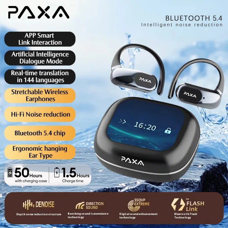 AI Real-time Translation Wireless Bluetooth 5.4 Earphones PAXA OpenAirUltra Hi-Fi HD Calling Headset Can Translate 144 languages-ShoptAI	
