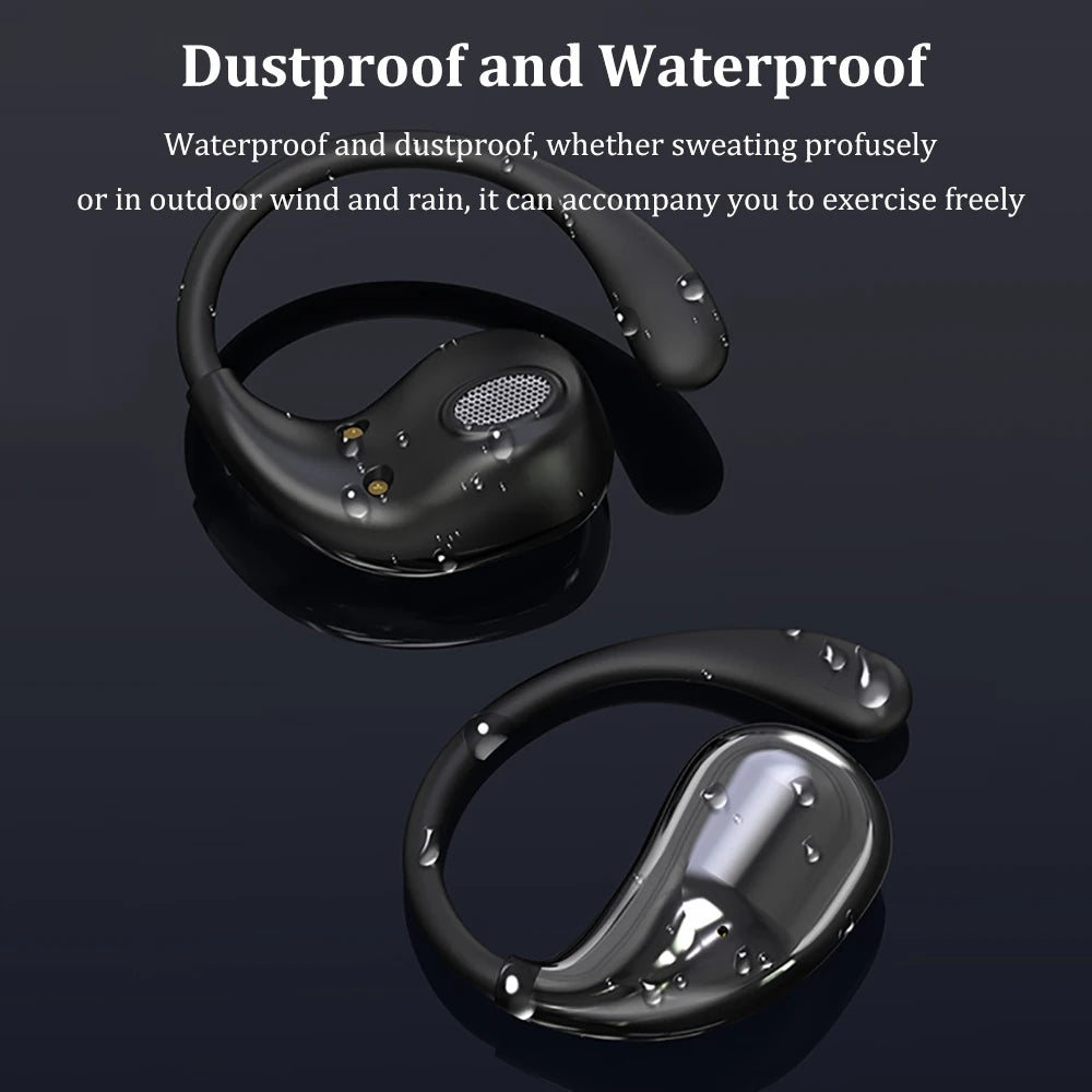 Ear Hook Bluetooth 5.4 Headphones TWS Wireless Earphones HiFi Stereo Waterproof Headsets LED Display Touch Earbuds Long Standby	