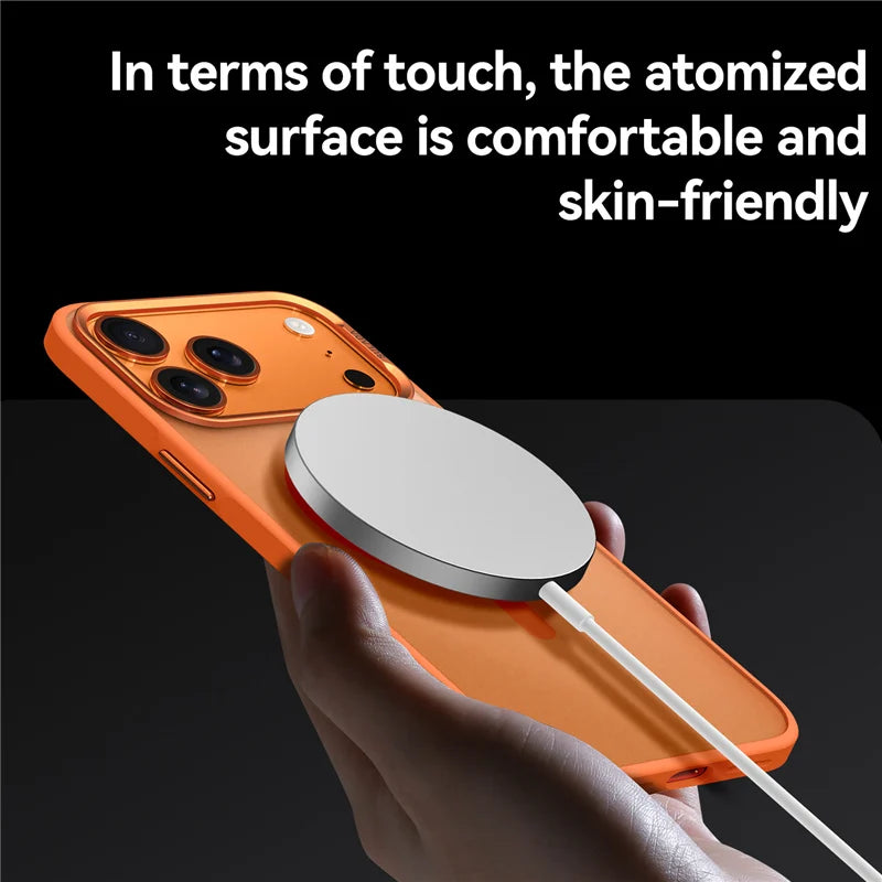 Luxury Magsafe Magnetic Case for iPhone 17 Air 17 Pro Max Alloy Lens Frame Matte Cover Translucent Hybrid Shockproof	