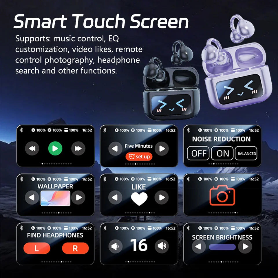 Wireless Bluetooth Earphone 144 Languages Real-Time AI Translation Headphones Touch Screen HiFi Audio Earbuds Sports Games Headset	