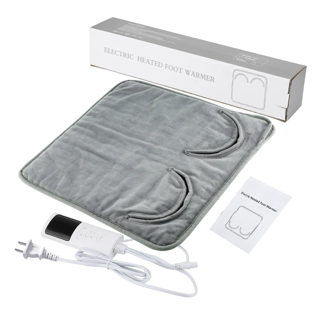 Electric Foot Heating Pad Washable Feet Warmer Heater Mat Plush Thermal Blanket Home Office Bedroom