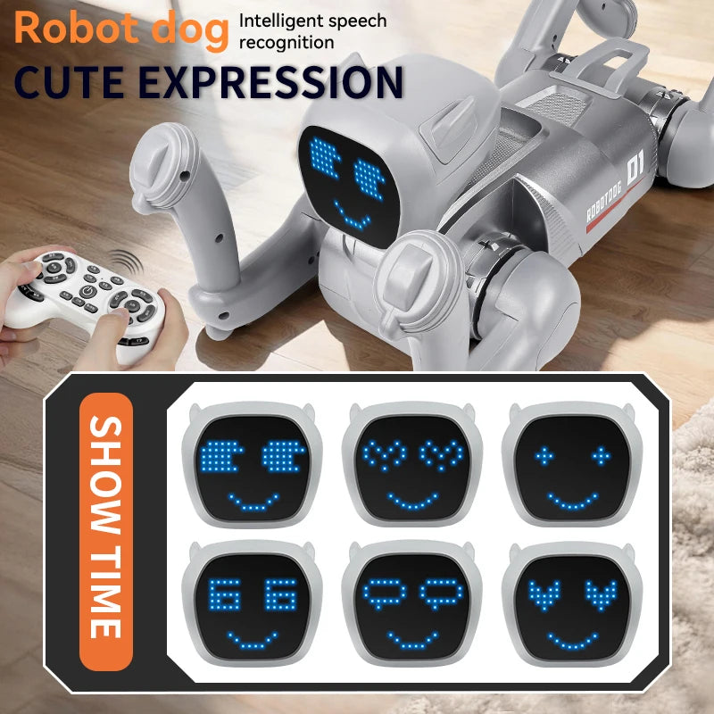 RC AI Smart Robot Dog Toys Remote Control Voice Command Programmable With Singing and Dancing Toy for Kids-ShoptAI	