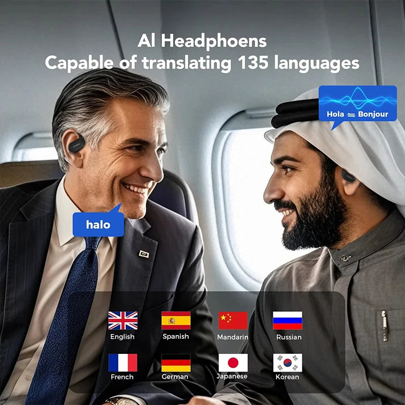AI Real-time Translation Wireless Bluetooth 5.4 Earphones PAXA OpenAirUltra Hi-Fi HD Calling Headset Can Translate 144 languages-ShoptAI	