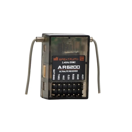 Récepteur Spectrum AR6200 6 canaux DSM2 avec satellite pour hélicoptères et avions radiocommandés Spectrum DX6i, DX7, DX8, DX9, JR, DSX6 et DSX9