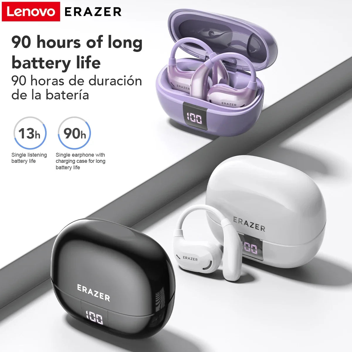 ERAZER XT66PRO AI Translator Earbuds Bluetooth Earphones ASMR Headsets DIY APP Wireless Headphones 13 Hours long life Display-ShoptAI	
