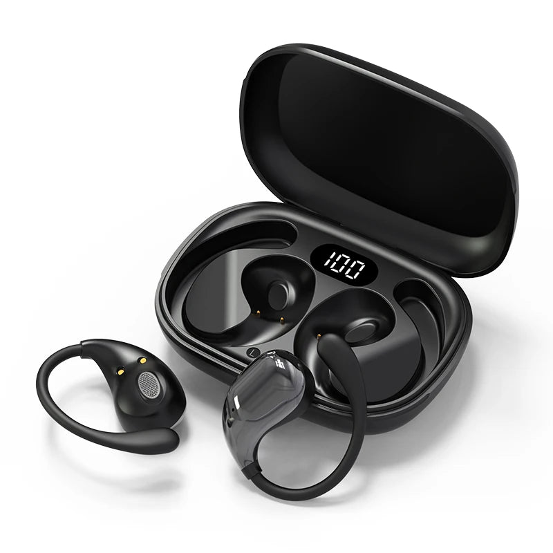 Ear Hook Bluetooth 5.4 Headphones TWS Wireless Earphones HiFi Stereo Waterproof Headsets LED Display Touch Earbuds Long Standby	
