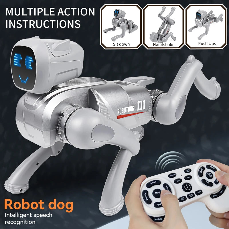 RC AI Smart Robot Dog Toys Remote Control Voice Command Programmable With Singing and Dancing Toy for Kids-ShoptAI	