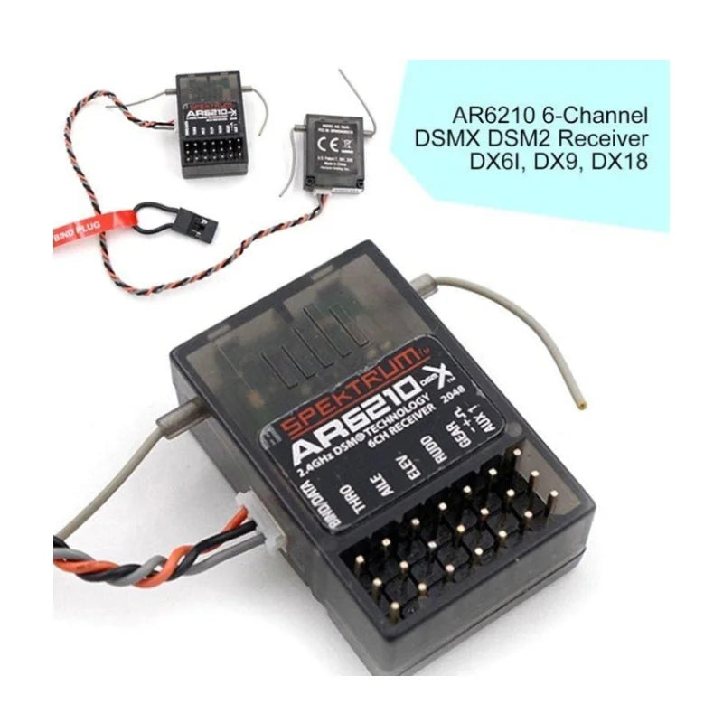 AR6210 Spectrum Receiver DSMX 2.4G 6 Channel W Satellite Fit Specktrum DX6i DX7 DX8 NX8 NX10 AR9020 JR DSX7 DSX9 Airplane