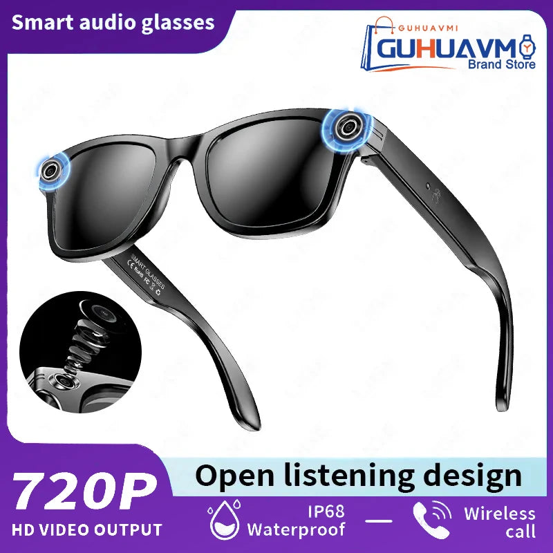 AI Smart Glasses 8MP Camera Video Recording 100+ Languages Translation Sunglasses Bluetooth Call Music Play Men Women-ShoptAI	