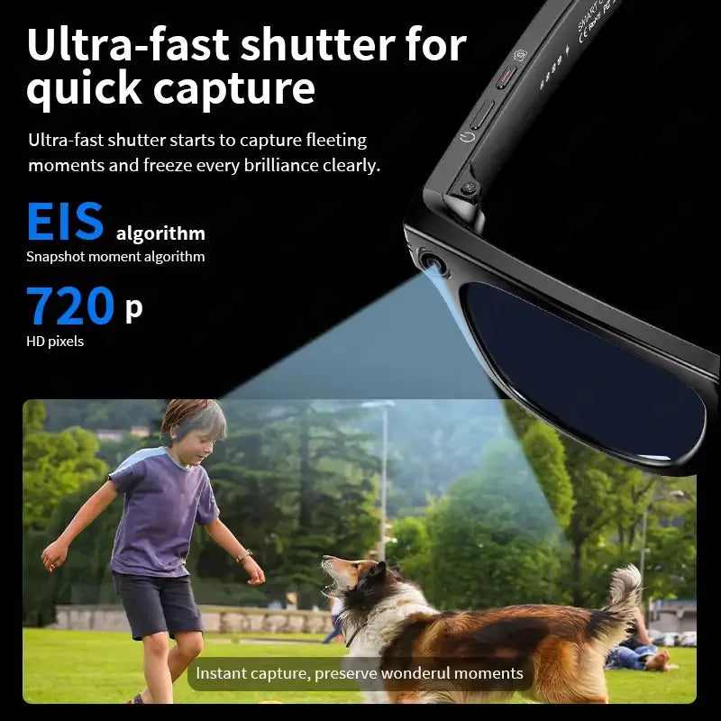 AI Smart Glasses 8MP Camera Video Recording 100+ Languages Translation Sunglasses Bluetooth Call Music Play Men Women-ShoptAI	