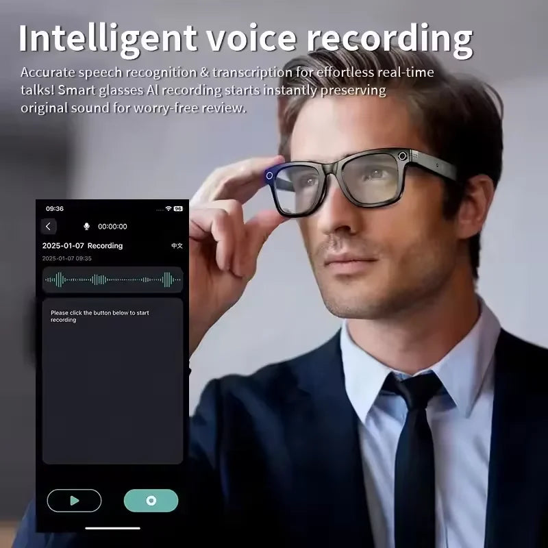 New Upgrade AI Smart Glasses Camera Video Recording Photo Recognition Bluetooth Call Translation Voice Sunglasses-ShoptAI	