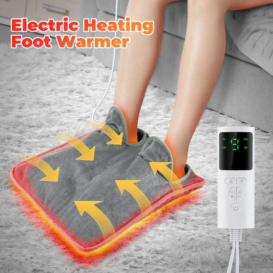 Electric Foot Heating Pad Washable Feet Warmer Heater Mat Plush Thermal Blanket Home Office Bedroom