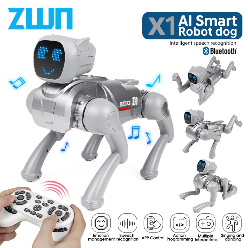 RC AI Smart Robot Dog Toys Remote Control Voice Command Programmable With Singing and Dancing Toy for Kids-ShoptAI	