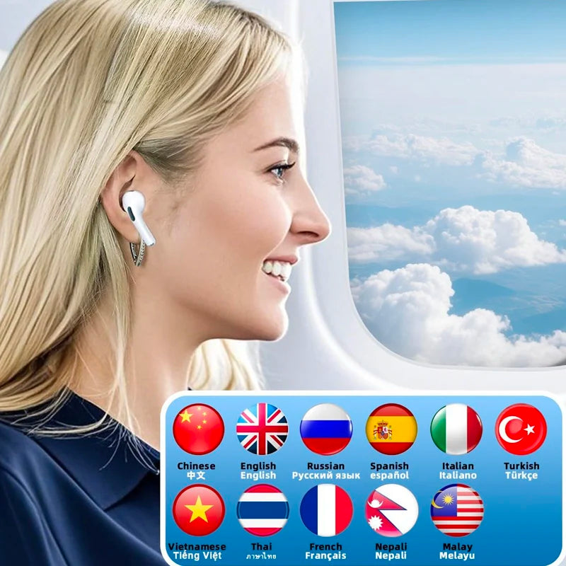 AI Translator Earbuds 144 Languages Real Time Translation Headphones with Screen Noise Cancelling Earphone	