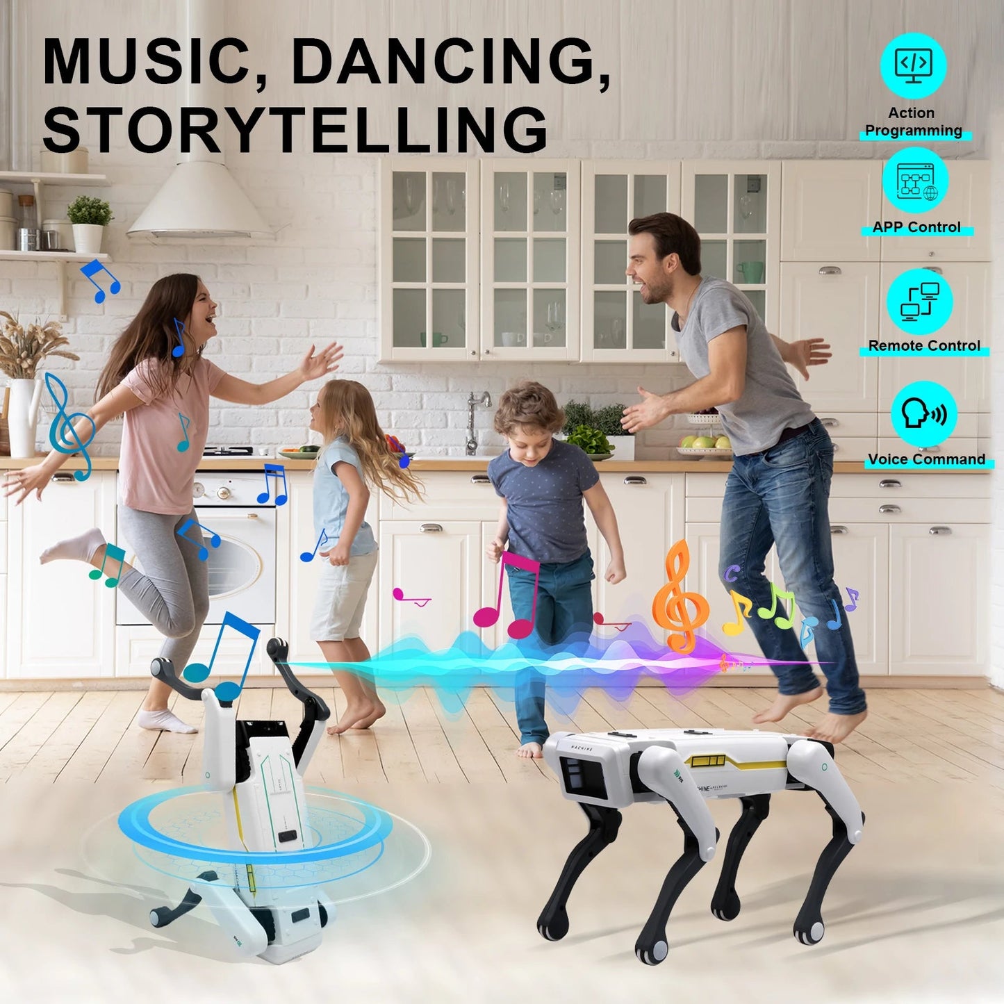 AI RC Robot Dog Toy Voice Dialogue APP Remote Control Programming Singing Dancing Machine for Kids-ShoptAI	