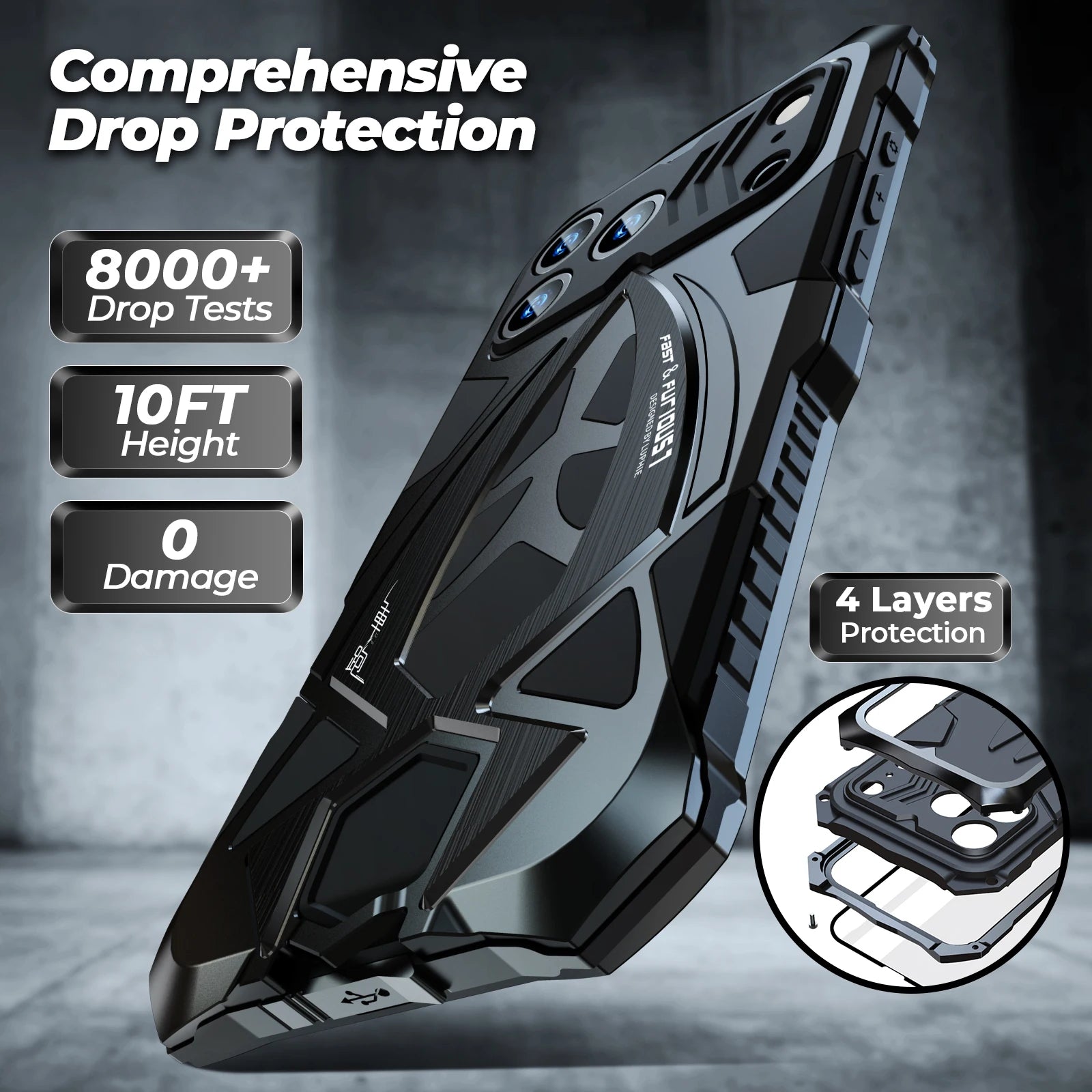 Military Grade Metal Case for iPhone 17 Pro Max 16e 16 Rugged Phone Cover Shockproof Armor Shell Silicon Fundas	