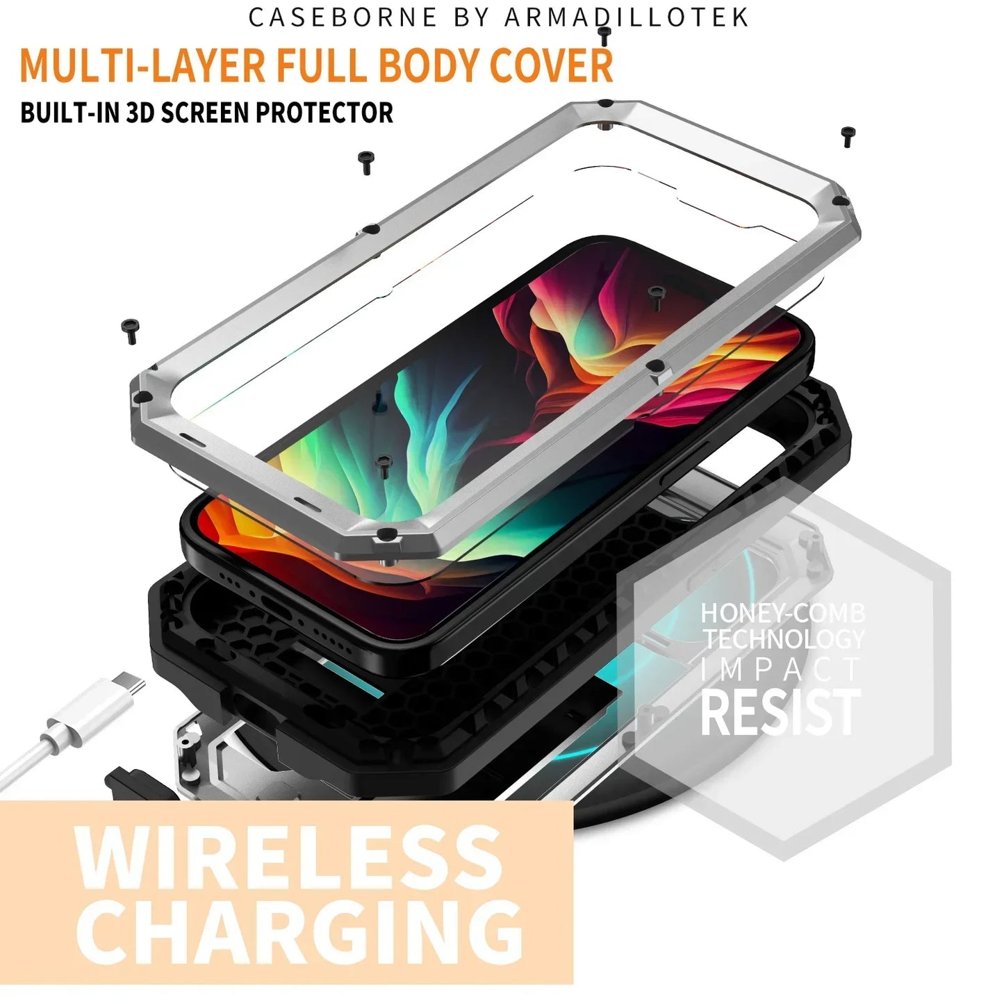 Aluminum Metal Case for iPhone Air 17 Pro Max 16e 16 15  Military Armor Shockproof Slide Lens Cover Heavy Duty Glass Screen Protector	