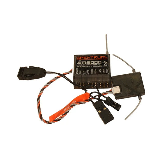 Récepteur Spectrum AR8000 DSMX 8 canaux 2,4 GHz avec satellite, compatible avec les émetteurs d'avions radiocommandés Spectrum DX8, DX7s, DX6, DX6i, DSM2, JR, DSX7 et DSX6.