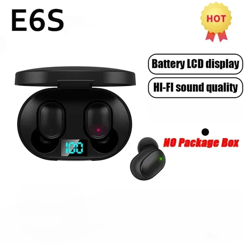 Wireless Bluetooth Earphones TWS Headset E6S Earbuds Noise Cancelling Headphones with Microphone 	