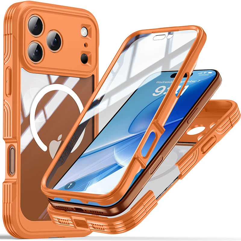 Magnetic MagSafe Case for iPhone 17 Pro Max Air Wireless Charging Back Cover 360 ¡ã   Fully Protected Double-sided Transparent	
