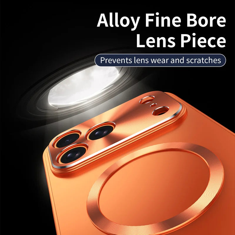 All Aluminum Metal Case for iPhone 17 Pro max Frame Magnetic Suction PC Frosted Backplate Phone Cover  Shockproof Ultra-Thin	