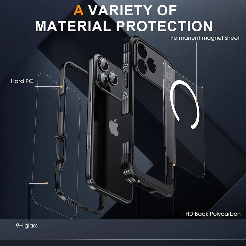 Magnetic MagSafe Case for iPhone 17 Pro Max Air Wireless Charging Back Cover 360 ¡ã   Fully Protected Double-sided Transparent	